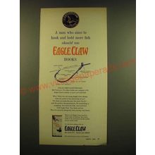 1966 Eagle Claw Hooks Ad - A man who aims to hook and hold more fish