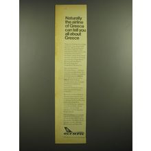 1968 Olympic Airways Ad - Naturally the airline of Greece can tell you all