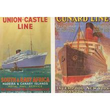 Cunard Ship Lines Union Castle Africa 2x Ship Poster Postcard s