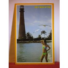 CAPE FLORIDA LIGHTHOUSE, KEY BISCAYNE, FLORIDA, USA unused postcard #