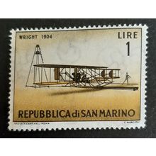 San Marino: 1962 - Vintage Aircraft - 1L Wright Type A Biplane 1904 - MNH Stamp