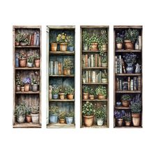 Vintage Bookshelf Bookmarks Book Markers Gift For Reader (X4)