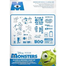 Disney. Monsters Inc A6 Icon & A6 Sentiment Stamp Set. Stamping Cardmaking Craft