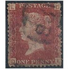 1858 SG43 1d Red Plate 156 Good/Fine Used "DE" Cut Perf