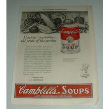 1923 Campbell's Vegetable Soup Ad - Luscious Vegetables