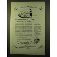 1923 French Line Cruise Ad - Utmost in Luxury, Service