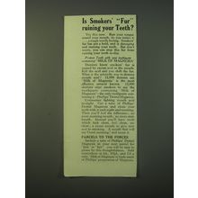 1940 Phillips' Milk of Magnesia Ad - Is Smokers' Fur ruining your Teeth?