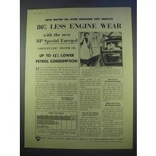 1955 BP Special Energol Visco-Static Motor Oil Ad - Less Wear