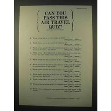 1963 United Airlines Ad - Can You Pass Air Travel Quiz