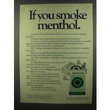 1974 Vantage Cigarettes Ad - If You Smoke Menthol