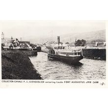 PS Gondolier at Fort Augustus Locks in 1910 Ship Postcard
