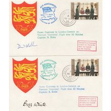 Sark Aircraft Guernsey WW2 London Gatwick 1985 2x Hand Signed RARE FDC s