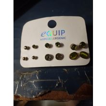 womens set of 6 pierced earrings brand new green stone