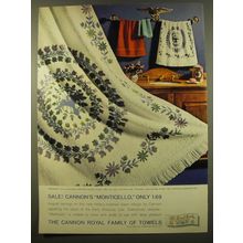 1961 Cannon Monticello Towels Advertisement