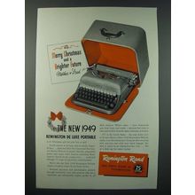 1948 Remington Rand de luxe Portable Typewriter Ad - Merry Christmas