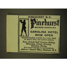 1924 Pinehurst North Carolina Ad - Pinehurst North Carolina Carolina Hotel
