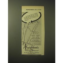 1948 Leighton's Restaurant Ad - you take the West Side Highway