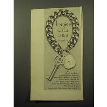 1950 Bergere Lock and Key Bracelet Advertisement - the look of real jewelry