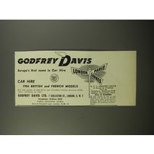 1954 Godfrey Davis Ad - Europe's first name in car hire