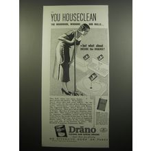 1933 Drano Drain Cleaner Ad - You houseclean the woodwork, windows and walls