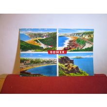 multiview, GOWER, GLAMORGAN, WALES, unused vintage postcard by Valentine =