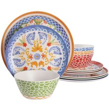 Laurie Gates California Designs Tierra 12 Piece Bamboo Fiber Dinnerware Set i...