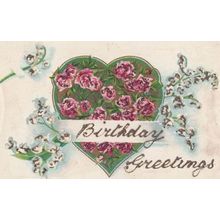 Birthday Greetings 2x REAL GLITTER ANTIQUE Postcard s