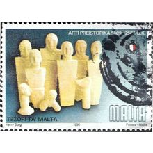 MALTA, Carved Figures from Skorba, blue-black 1996, 5c