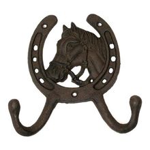 Cast Iron Horse Horseshoe 2-Hook