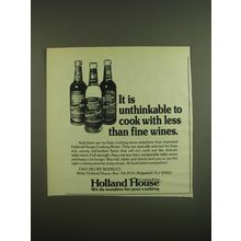 1973 Holland House Cooking Wines Ad - It is unthinkable to cook with less