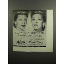1952 Maybelline Cosmetics Ad - See what a difference Maybelline makes