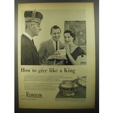 1954 Ronson Melrose Table Cigarette Lighter Ad - How to give like a King