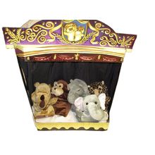 Family Puppet Theater Hand Puppets Zoo Animals with Carboard Theater Stage
