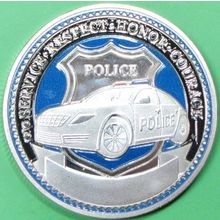 Police Officer Prayer. Challenge Coin. 1.50" Silver Tone. 78b.