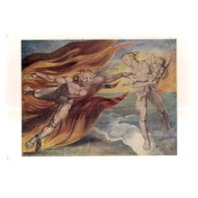 THE GOOD AND EVIL ANGELS by William Blake unused postcard Tate Gallery =
