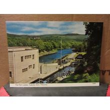 FISH LADDER, FASKALLY DAM, PITLOCHRY, unused postcard A 'Hail Caledonia' card =