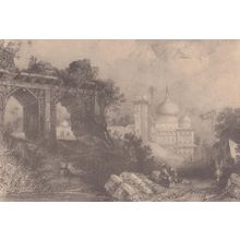 Monea India Ruins 1838 E Finden Antique Rare Painting Postcard