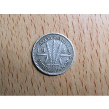 Australia 1943 3d Threepence Coin