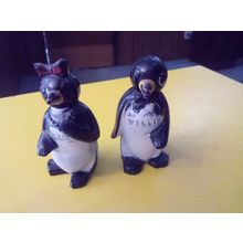 Old Vintage Original F & F Molds Penguins Salt & Pepper Shakers 1950s