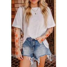 White Faux Two Piece Floral Long Sleeve Patchwork Tee