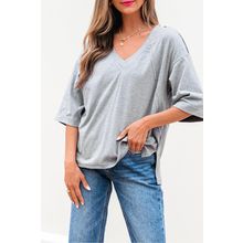High Raglan Half Sleeve V Neck Oversized T Shirt