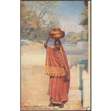 A Water Carrier, Central Provinces, India, c.1910 - Tuck's Oilette Postcard