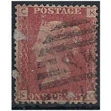 1858 SG43 1d Red Plate 157 Good Used (rub) Check Letters "KC" ...