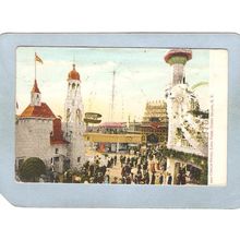 New York Coney Island Amusement Park Postcard Luna Park Circle Swing top_b~441