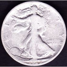 1929 S USA 50 Cents Silver Coin Liberty Walking