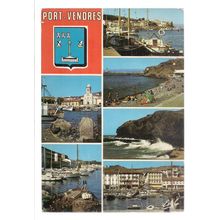 PORT VENDRES , multiview used postcard 1983 postmark =