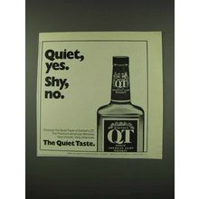 1973 Barton's QT Whiskey Ad - Quiet, yes. Shy, No.