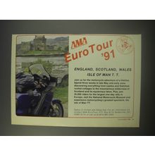 1990 AMA American Motorcyclist Association EuroTour Ad - AMA EuroTour '91