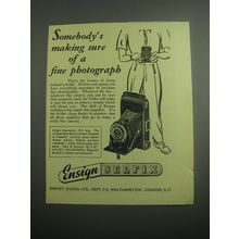 1948 Ensign Selfix Camera Ad - Somebody's making sure of a fine photograph