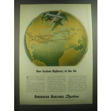 1945 American Airlines Ad - One-System Highway of the Air